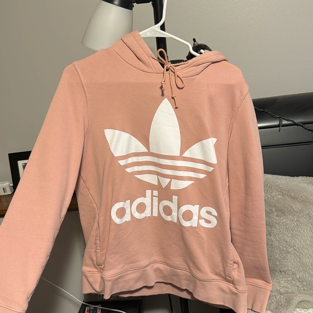 Adidas hoodie in a sand pink color - size Medium